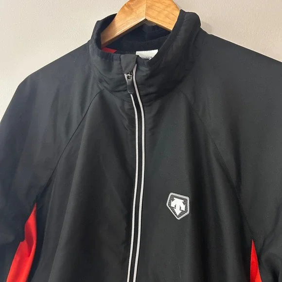 Descente Men's Large Cycling Jacket Black Red Lightweight Windbreaker Full Zip - Picture 3 of 8